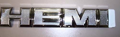 "Hemi" Chrome OEM Straight Emblem Badge Dodge, Chrysler, Jeep - Click Image to Close